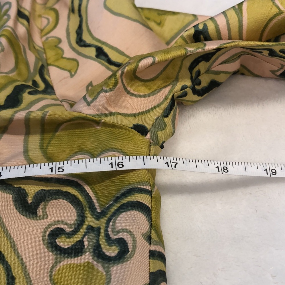 J.Crew Silk Tunic Top in Green, Pink & Cream Floral Asian style print lace trim - Picture 7 of 10